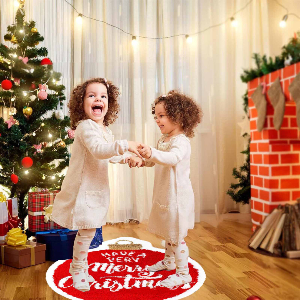 (Multi-color) Christmas Round Carpet Dense Flocking Floor Mat Round Holiday Decoration Carpet Living Room Carpet Non-slip Mat-image-OPC-PKBP7NS-NEW