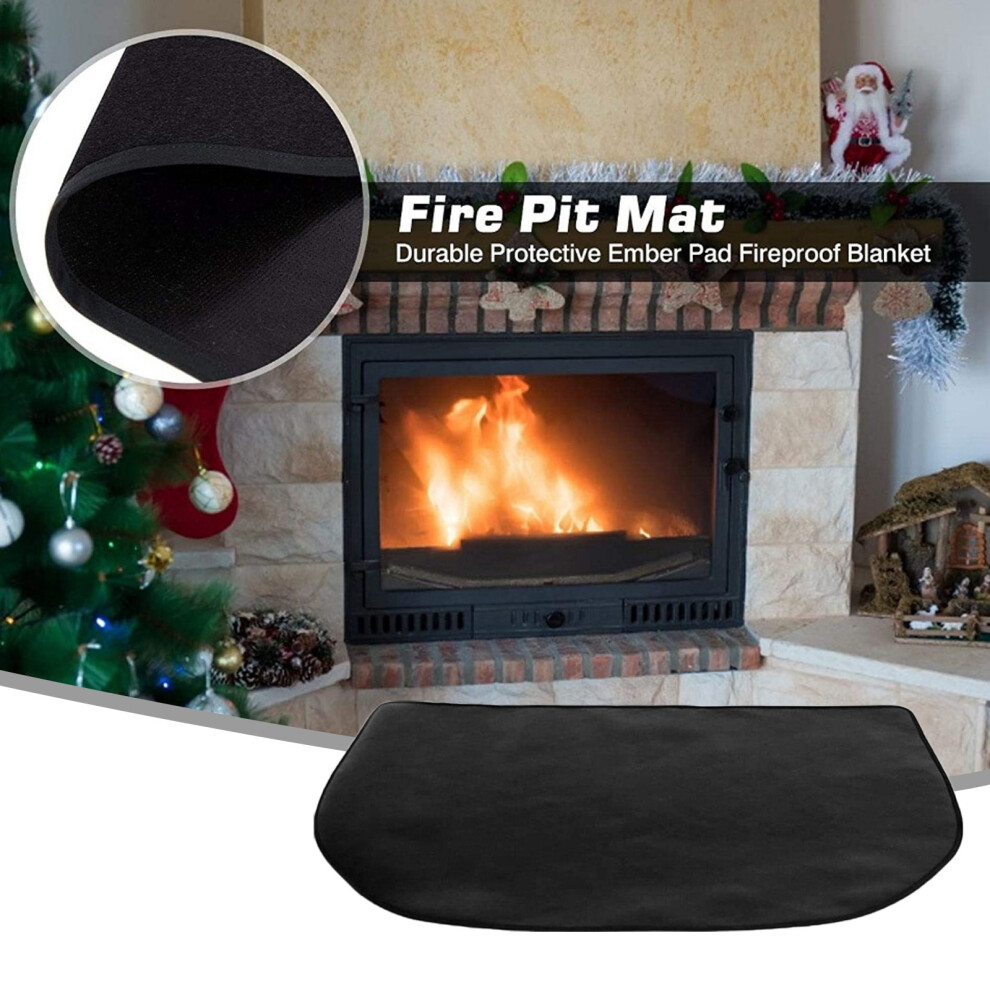 (Black) Fire Retardant Fiberglass Fireproof Carpet Half Round Hearth Fireplace Area Rug 4651941592572