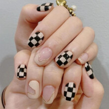 Press On Nails Short Oval Fake Nails French Acrylic Full Cover False Nails