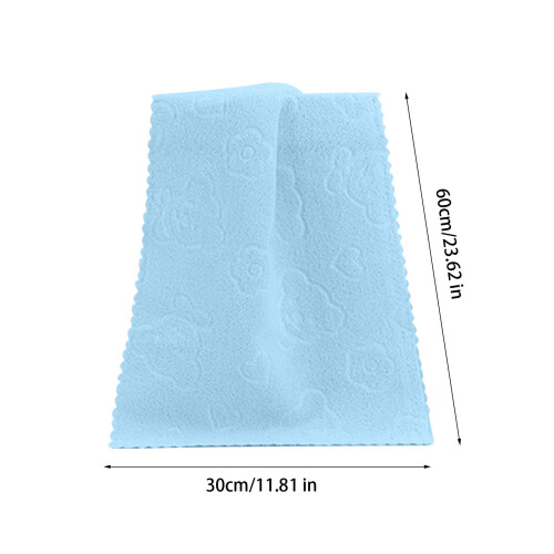 (Blue) Five-color Bear Embossed Plain Face Towel Soft Absorbent Cleansing Bath Towel 1