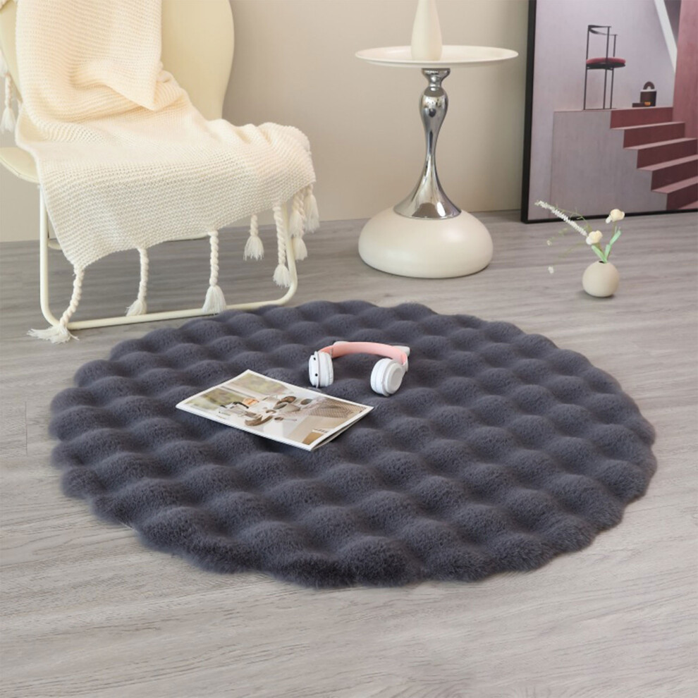 (Black) Cream Wind Round Carpet Sofa Round Floor Mat Living Room Tea Table Velvet 19.69x19.69 Inches-image-OPC-PKBP88Q-NEW