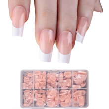 (MDF01) 600x Almond False Nails Press On Nail French Tip False Nails  Ballerinas Full Cover Stick On Nail Manicures Supplies