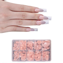 (CFX01) 600x Almond False Nails Press On Nail French Tip False Nails  Ballerinas Full Cover Stick On Nail Manicures Supplies