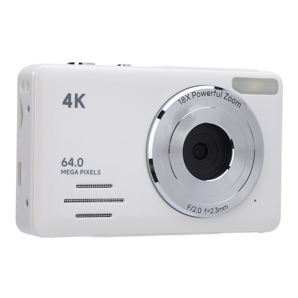 4K 64Mp Digital Camera With 18X Zoom, 2.88" Screen, White 7901346368324