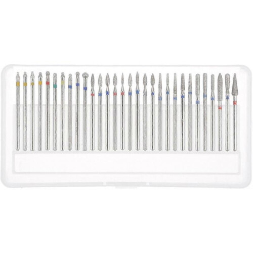 30pcs Nail Drill Bits Set 1/9" Shank Diamond Sand Grinding Head Nail File Bit for Removing