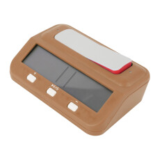 Schach-Timer mit Belohnungs-Delay-Alarm, Countdown/Countup, ABS, AA-Batterie, gelblich-braun