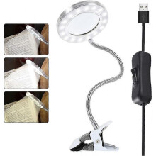 8x Led Magnifying Lamp Portable Clip-on Lamp Desk Lamp 360 Rotation Usb Rechargeable Cosmetic Lamp Eye Protection for Reading Makeup Nail Art Tattoo