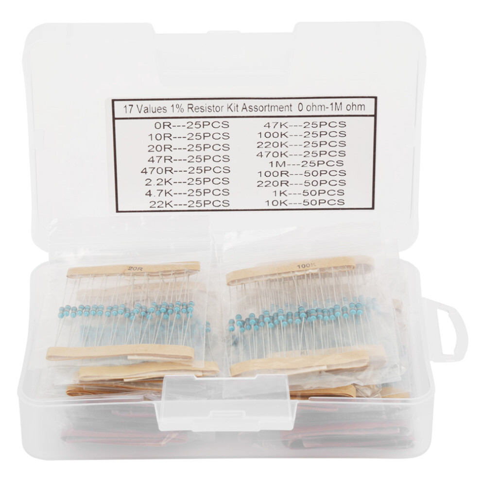 525Pcs 1/4W 17 Values 0-1M ohm Metal Film