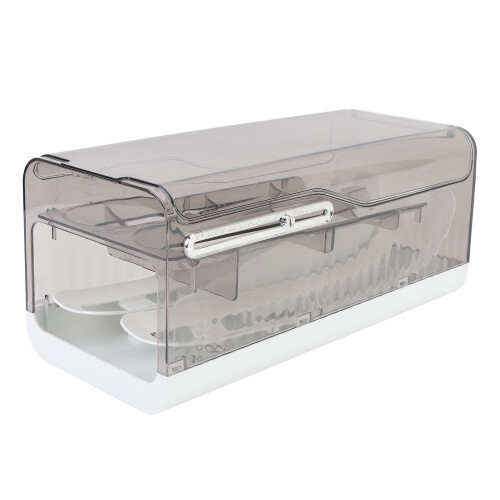 Luxurious Grey PP Egg Storage Container 32cm Rolling Dispenser