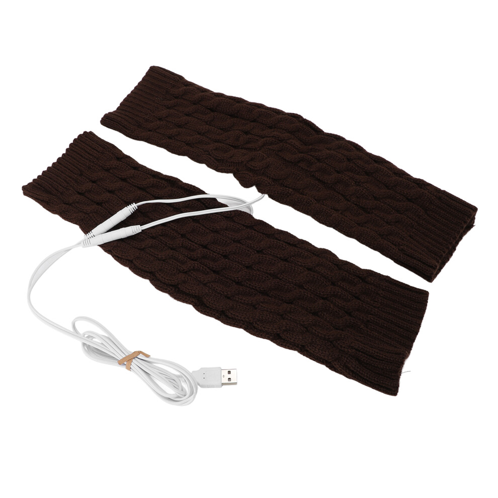 Brown Winter Heated Leg Warmer One Size 39X12cm Over Knee Socks