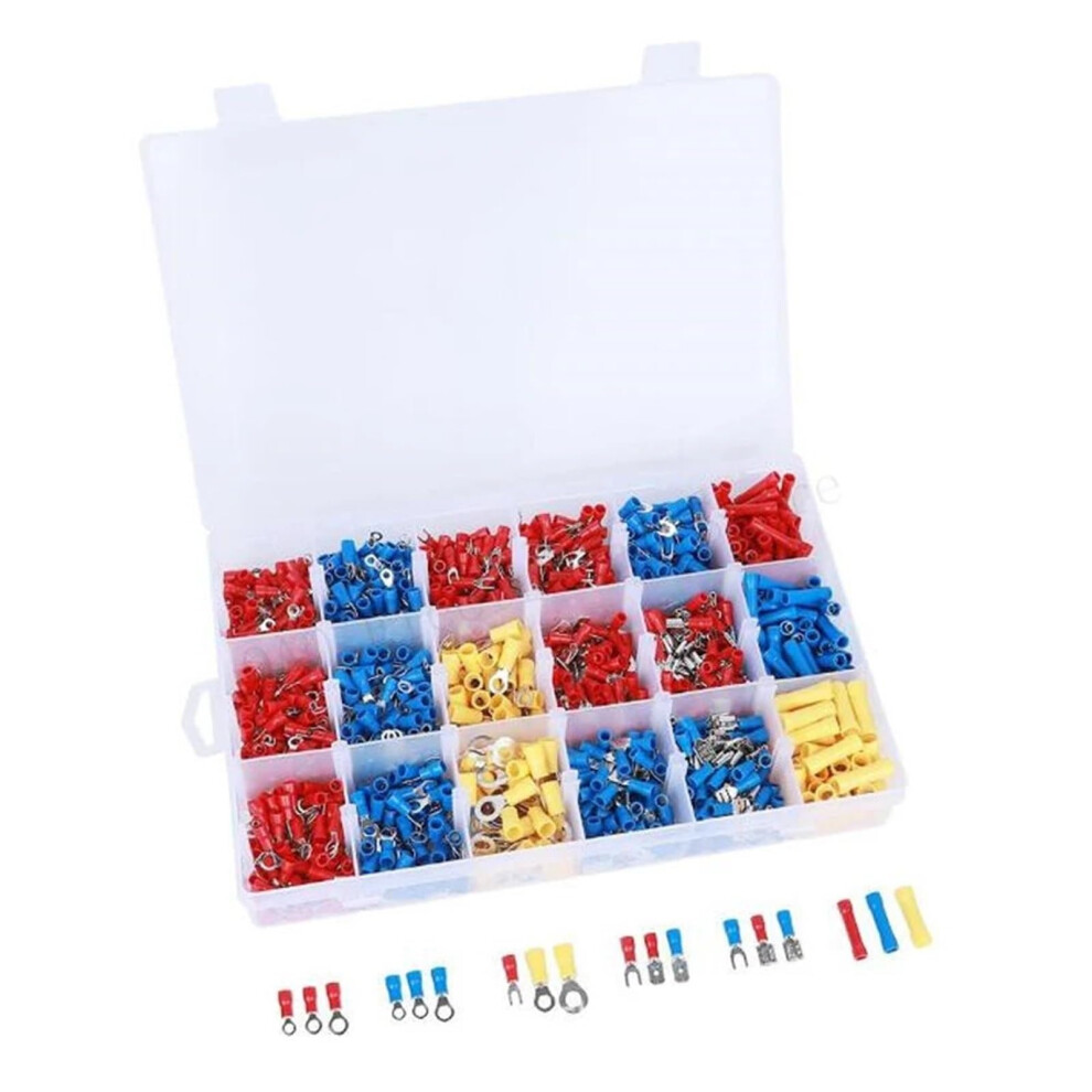 1200Pcs Electrical Connectors Insulated Crimp Terminals Mixed Lug Kit Ring Fork Spade Butt Connectors Set 6447073425042
