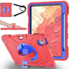 (Style A, Multicolor) X-Shaped Series for iPad Pro 11 (2024) Kickstand Case Hand Strap Tablet Cover with Shoulder Strap