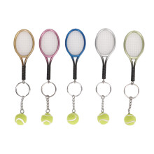 5 Pcs Mini Tennis Racket Ball Keychain Pendant Key