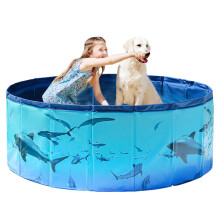 Foldable Kids Pool - Portable Pet Swimming Pool with Non-Slip Density Board, PVC Fabric, Quick Drain Design for Small to Large Dogs