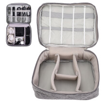 Wasserfester Kabel-Organizer, 24,5x18,5x10cm, mit mehreren Taschen, Grau