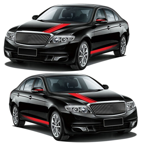5 PCS Universal Red Car Racing Body Side Stripe 1