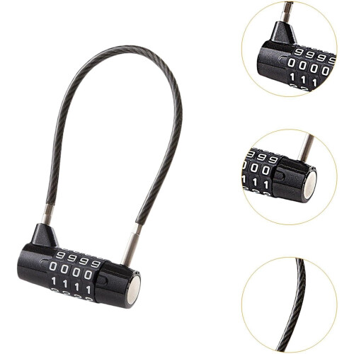 4 Digit Combination Padlock Cable Lock 28cm for Fence Hasp Storage Gate Outdoor Use, Multipurpose Security Solution 2