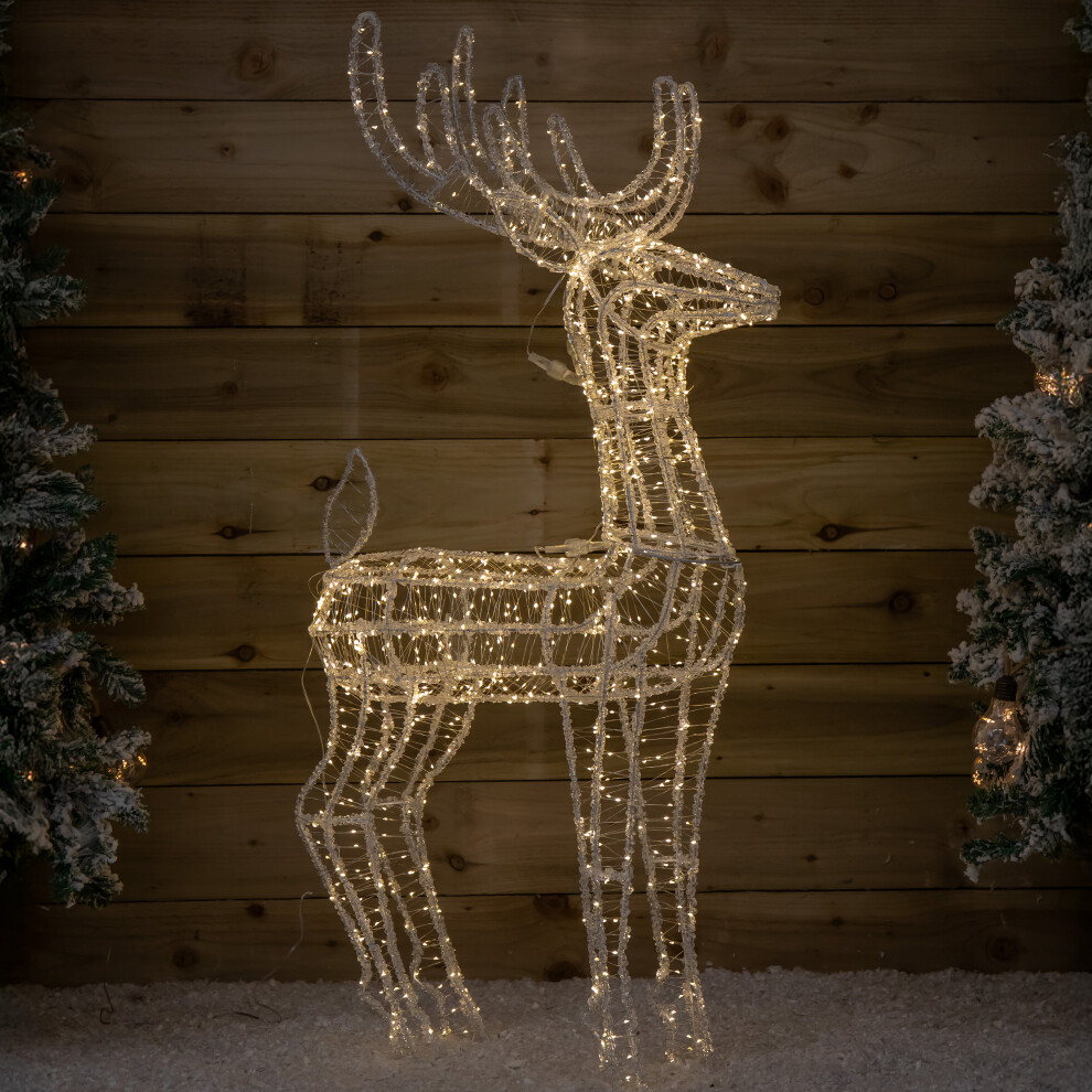 Rackhams Light/White 1.03M Up Acrylic Christmas Reindeer Decoration With 1040 Warm Leds - Image 4