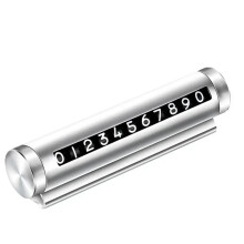 Temporary Parking Card 2pcs Metal Universal Car Phone Number Plate with Roller Adjustment Silver for Cars Trucks Vehicles