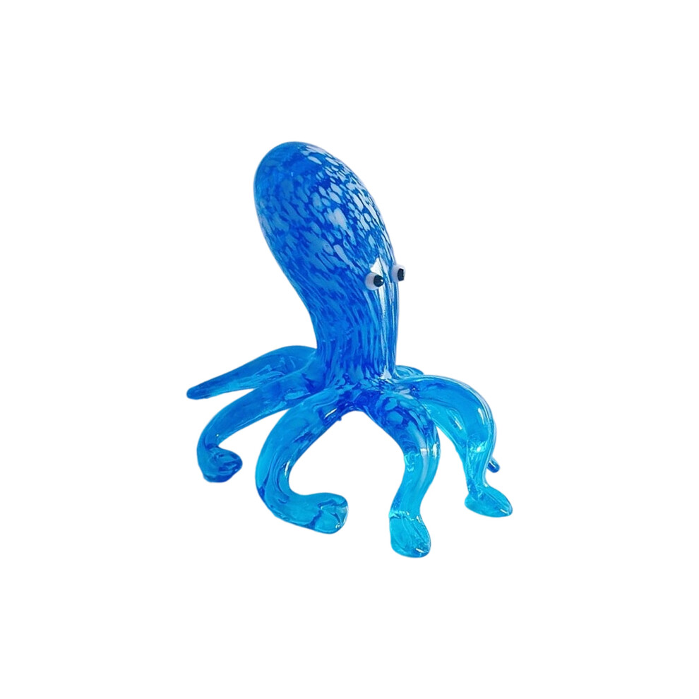 Multicolor Octopuses Glass Figurine Miniature Home-Dark blue