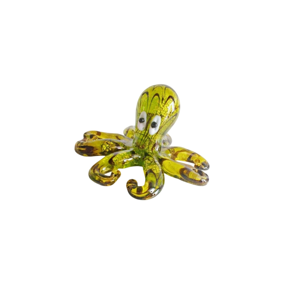 Multicolor Octopuses Glass Figurine-Green silver foil