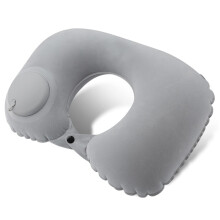 Neck Inflatable Pillow with Built-in Pump, Ultralight Waterproof Travel Pillow for Camping, Hiking, Car, Airplane, Light Grey