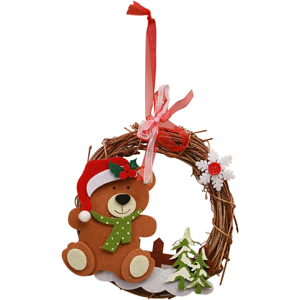 (C) Christmas Decorations Christmas Ornaments Xmas Gifts Christmas Decorations Santa Claus Small Wreath Pendants Children's Xmas Gifts Wreath Christma