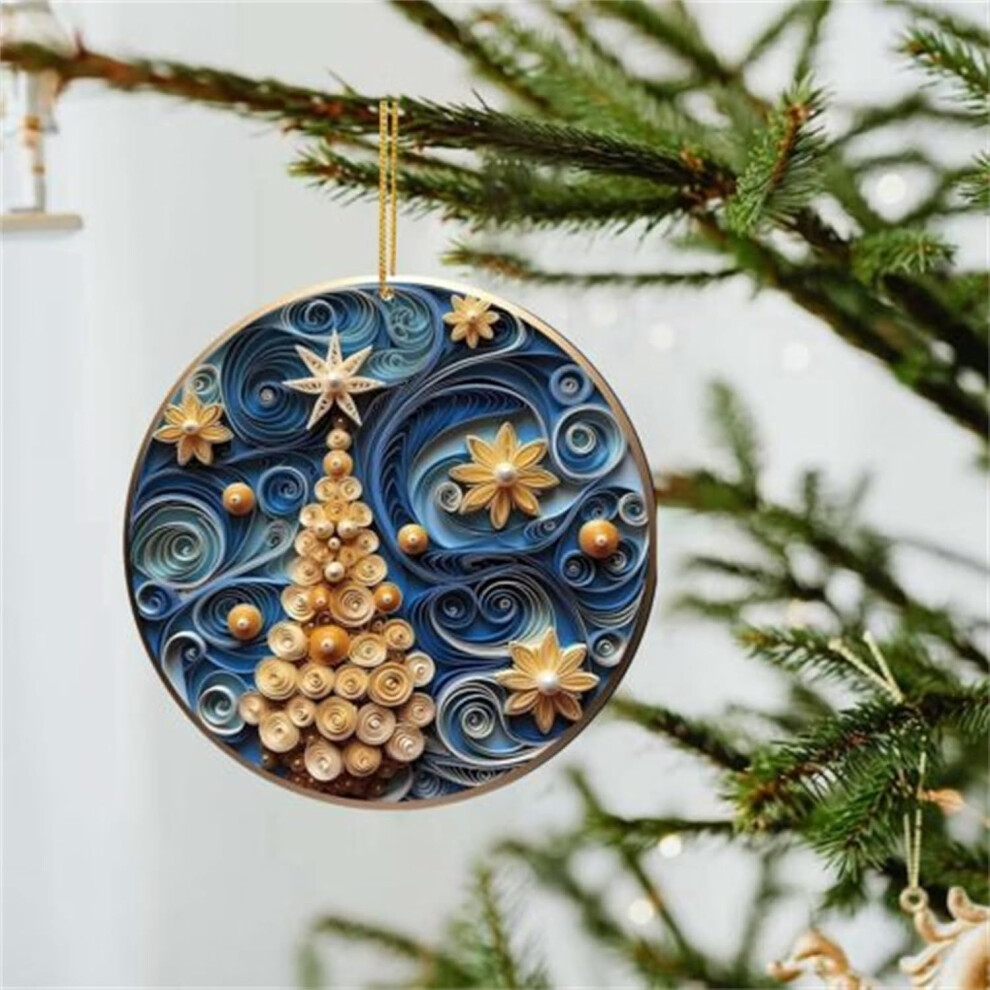 (B) Christmas Ornaments Sale Xmas Decorations Christmas Mysterious Navy Blue And Gold Pendant Christmas Acrylic Christmas Tree Ornaments Xmas Decorati Blue,Gold