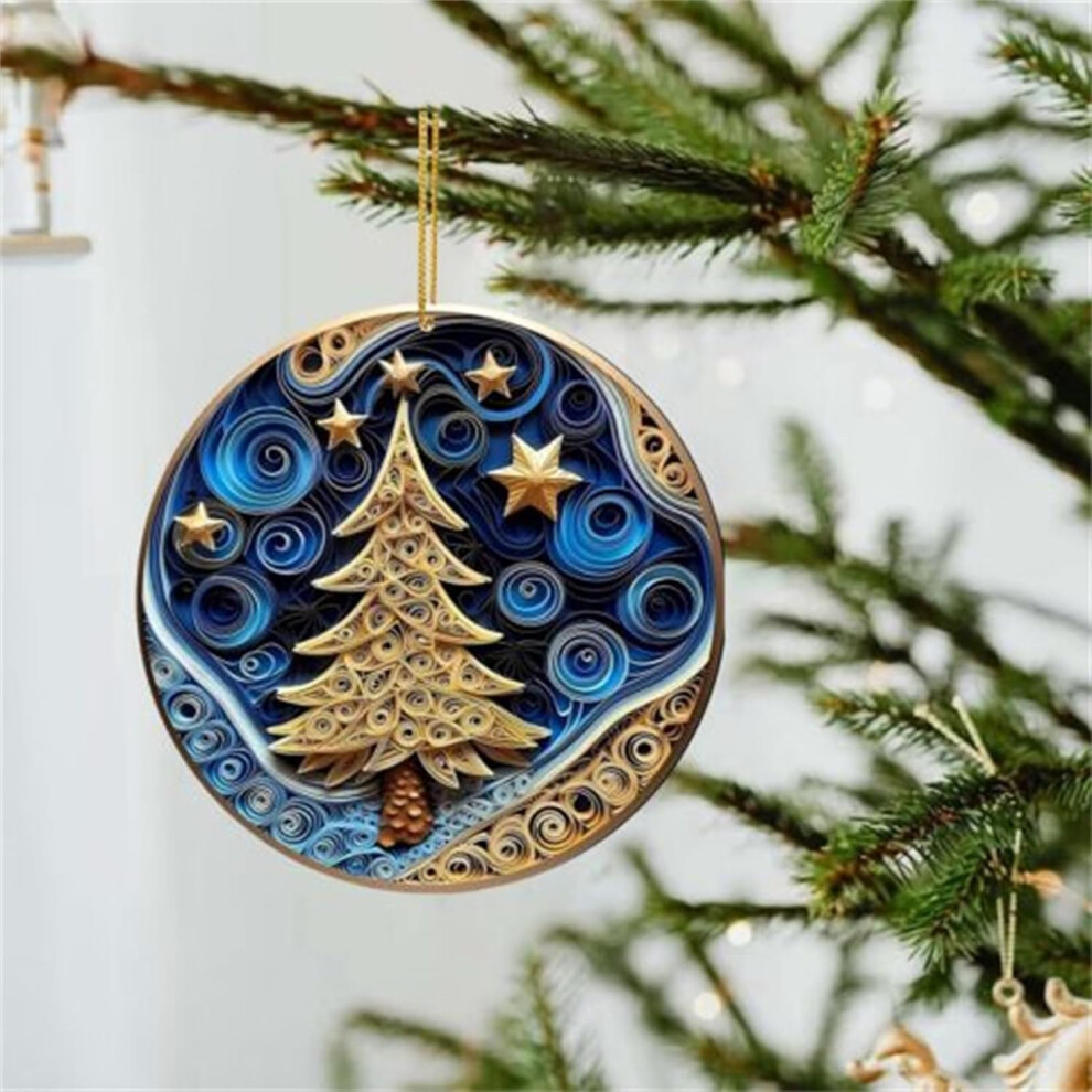 (D) Christmas Ornaments Sale Xmas Decorations Christmas Mysterious Navy Blue And Gold Pendant Christmas Acrylic Christmas Tree Ornaments Xmas Decorati Blue,Gold
