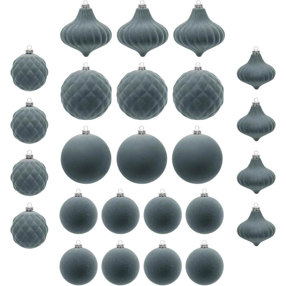 (B) Novelty Festive Christmas Decorations Velvet Christmas Balls 25pcs Flocked Christmas Tree Ornaments Assortment Xmas Tree Holiday Decor Christmas O