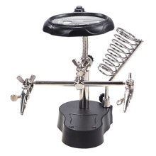 Magnifying Glass Soldering Station with 4X Acrylic Lens and Dual LEDs for Appliance Repair, Engraving, and Crafting