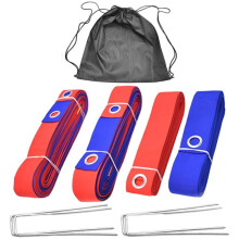 Beach Volleyball Line with Ground Nail and Drawstring Bag - Outdoor Grass Court Supplies in Red and Blue Colors
