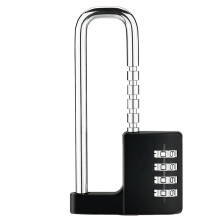 Combination Padlock Outdoor Waterproof Heavy Duty Adjustable Long Padlock with Code Easy to Use Black 4-Digit Security Lock