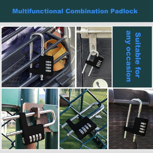Combination Padlock Outdoor Waterproof Heavy Duty Adjustable Long Padlock with Code Easy to Use Black 4-Digit Security Lock 1