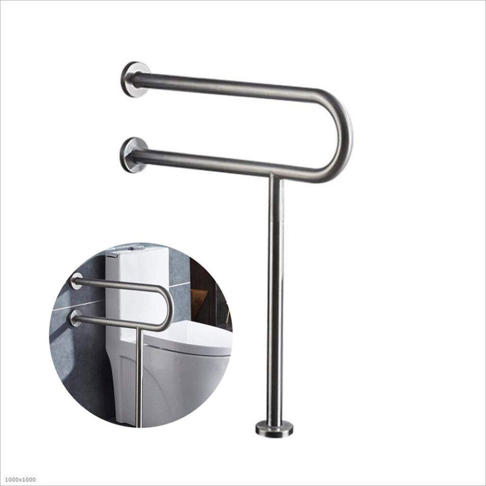 Home Bathroom Grab Bar Toilet Rail 60Cm Adjustable Height U-Type Frame with Wall Mounted Towel Rack for Safety