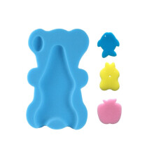 Soft Sponge Bath Mat Non-Skid 4.5cm Thick Blue Fiber Net Pocket for Comfortable Skin-Friendly Bathing Experience