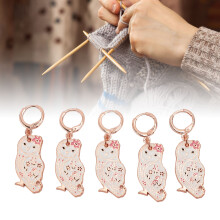 5PCS Owl Pendant Stitch Markers for Knitting, Rose Gold, 4.2cm