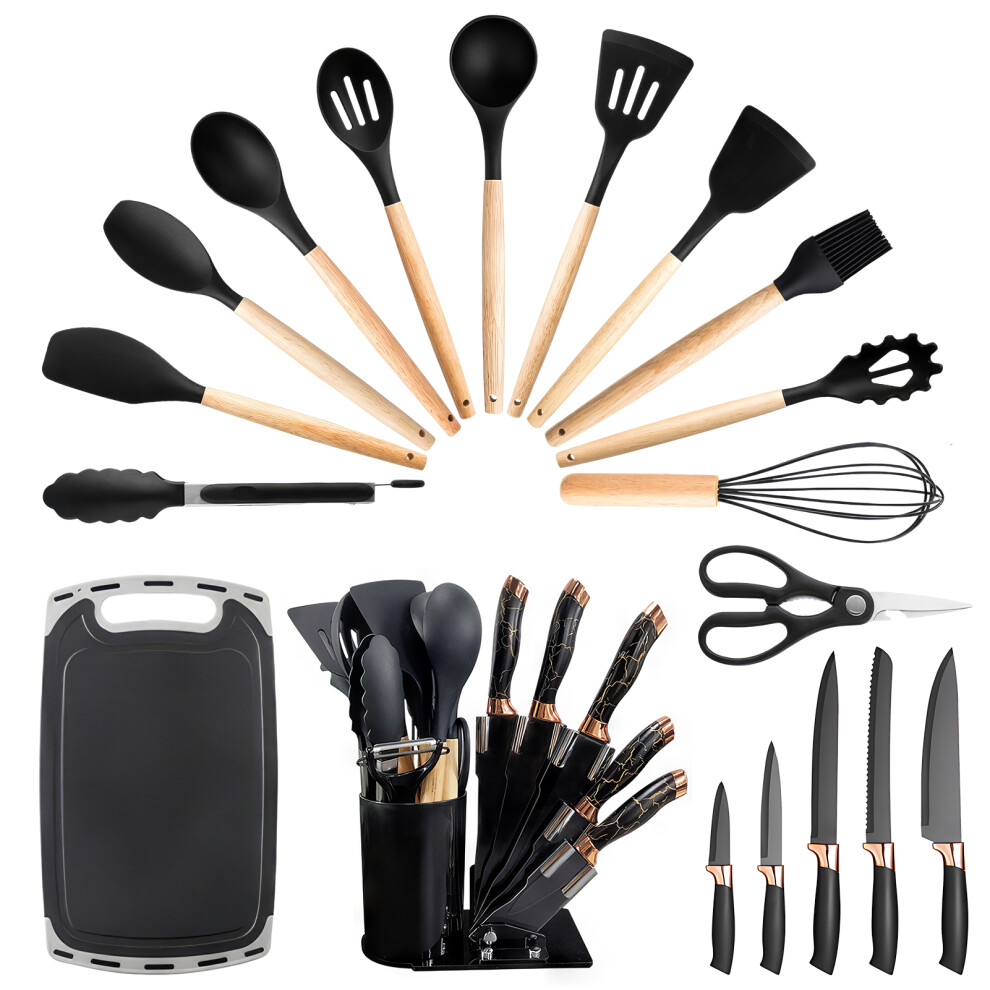 Complete 19pcs Silicone Cooking Utensils Set with Storage Holder-image-OPC-PKBPWH9-NEW