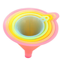 5 Piece Kitchen Funnel Set with Handles – Colorful Plastic Funnels for Liquid and Powder Transfer (67mm to 125mm)