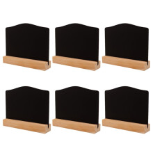 6pcs Mini Double-Sided Wooden Blackboard Message Board with Solid Base for Home Bar and Party Decor