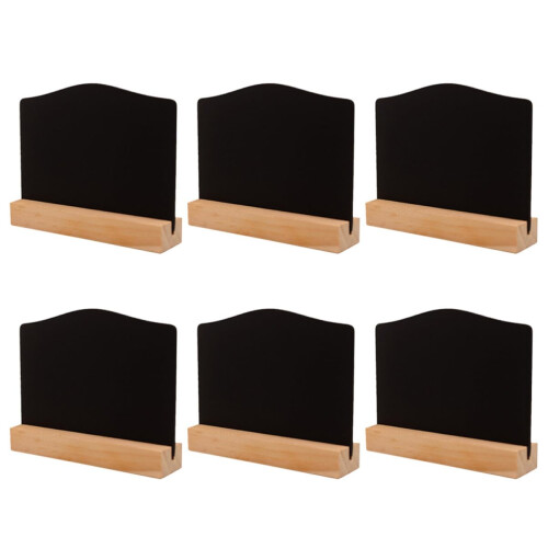 6pcs Mini Double-Sided Wooden Blackboard Message Board with Solid Base for Home Bar and Party Decor