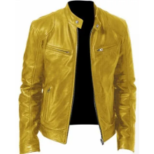 (4XL)Men's Motorcycle Leather Jacket Stand Collar Zipper Multi-Pocket