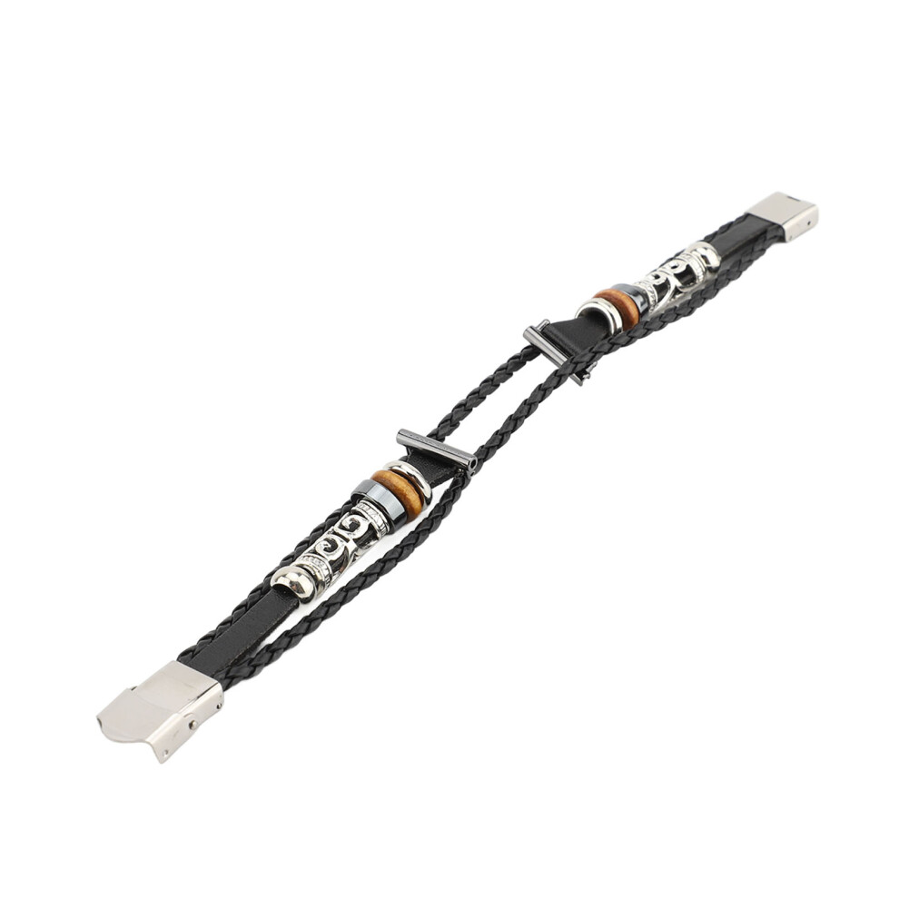 Ethnic Vintage PU Leather Smartwatch Band, 18mm, Black, 21.5cm-image-OPC-PKBPXPM-NEW