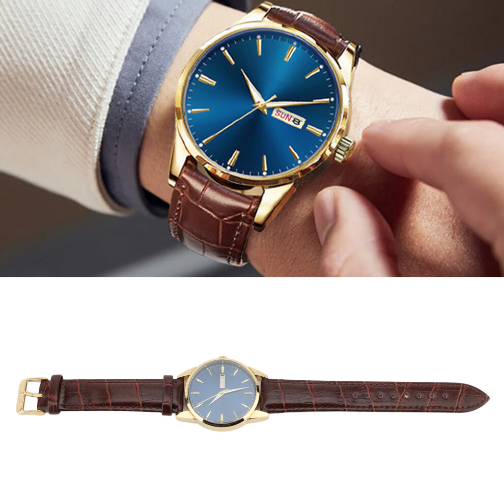 Men Luminous Quartz Watch Business Wristwatch 30M Waterproof Blue
