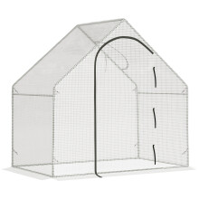 Portable Garden Greenhouse with Steel Frame Roll-Up Door & Window Grow House for Vegetables & Herbs 180x100x168cm White