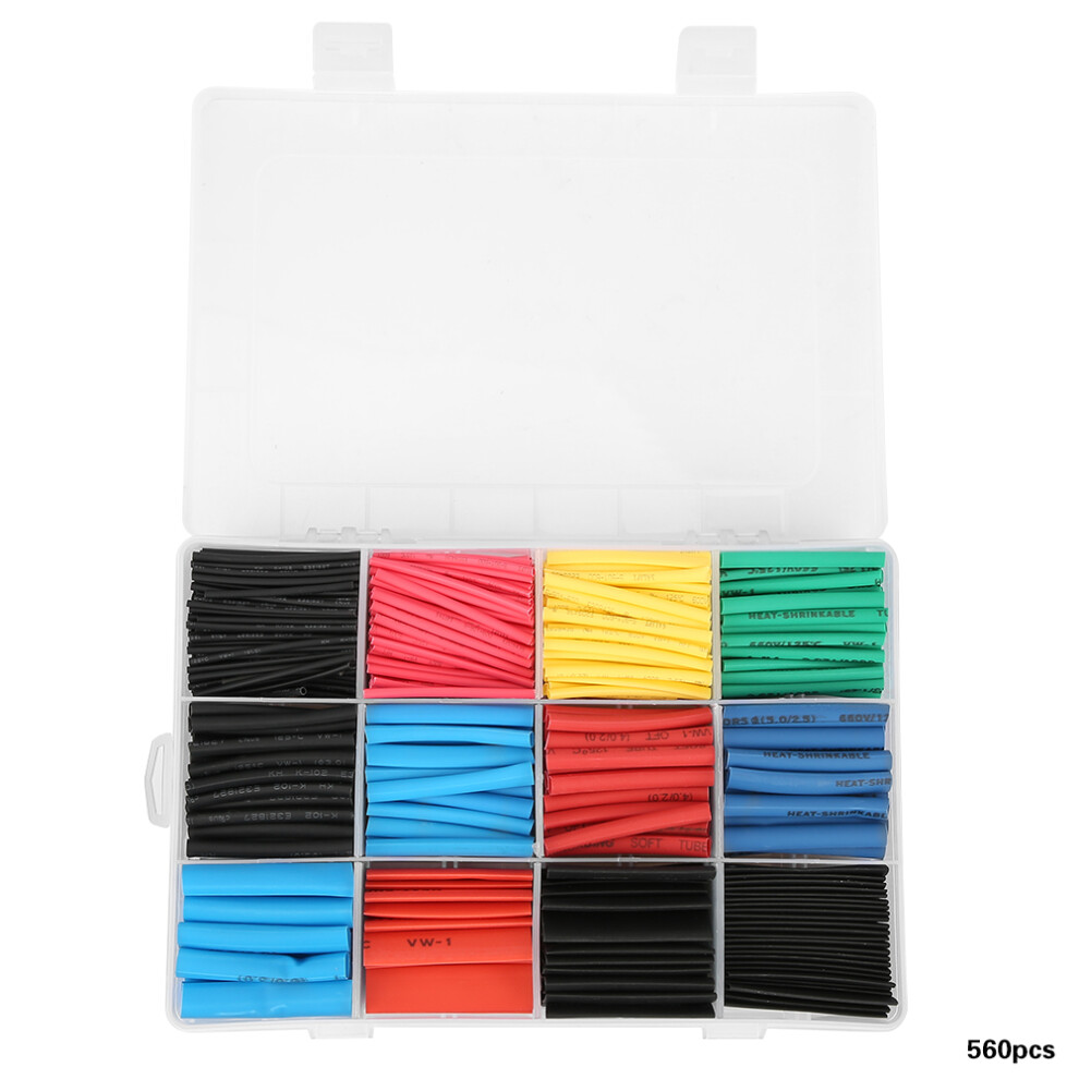 560pcs Mixed Colored Heat Shrink Tubing Wrap Cable