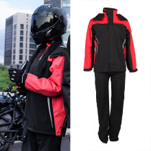 Motorcycle Rain Suit Waterproof Breathable Lightweight Black Red M