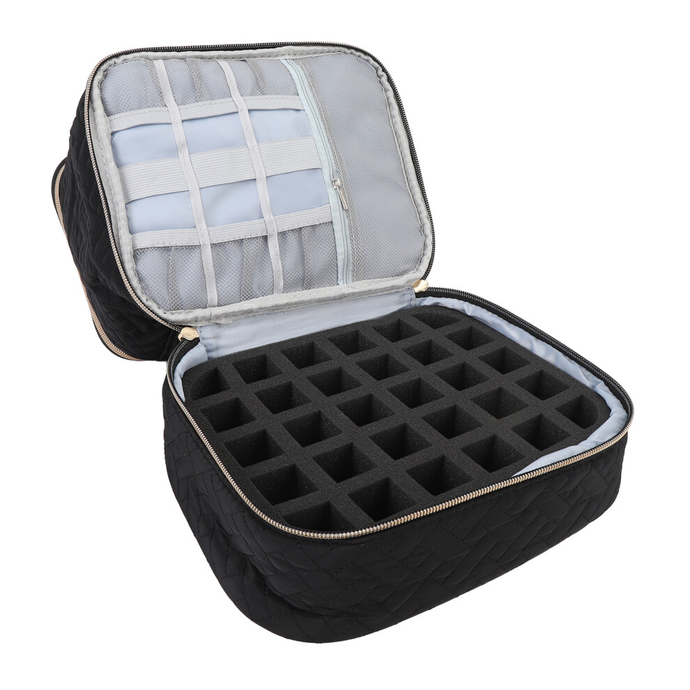 Large Nail Polish Organizer Bag 30 Bottles Travel Storage Case 25x24x20cm