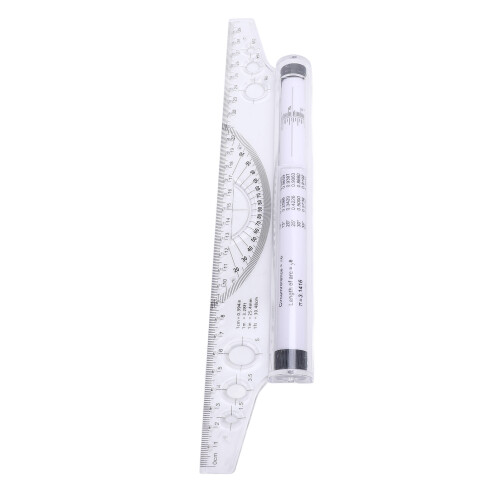 Rollmaßstab mit Winkelmesser, 30 cm Kunststoffbogen & Linienzeichner