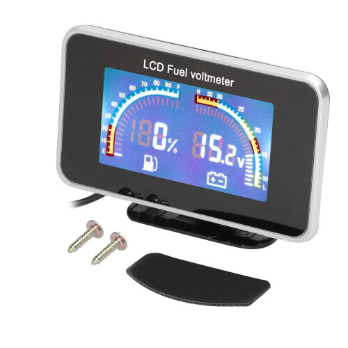 2-in-1 LCD Car Digital Fuel Level Gauge Voltmeter